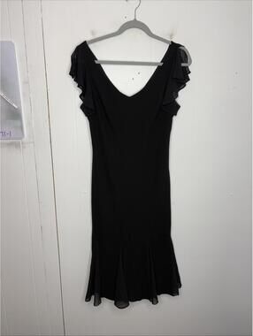 SL Fashions Dress Womens 12 Vintage Flutter Sleeve Pleated Y2K Goth Witchy